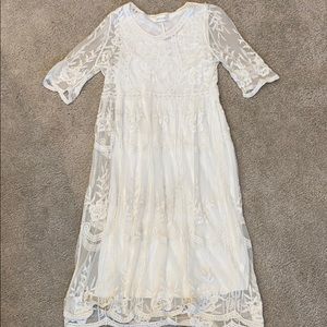 White lace midi dress